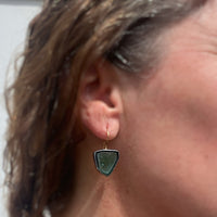 Teal Tourmaline Slice Earrings